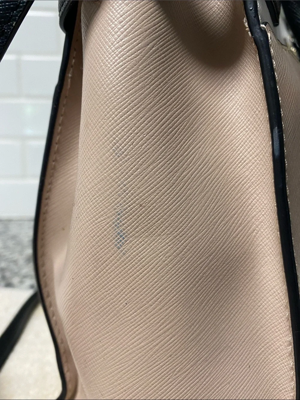 kate spade Two-Tone Beige, White & Black Leather Satchel